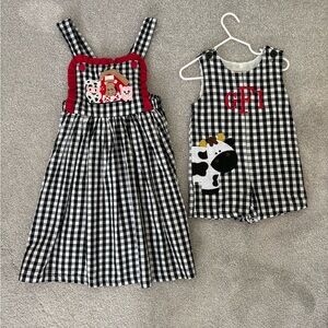 Black and White Gingham Kids Outfit Set